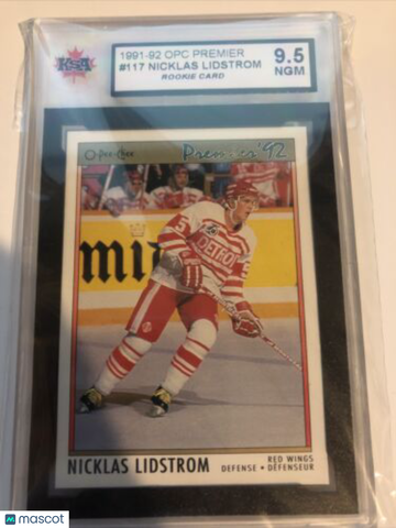 1991-92 O-Pee-Chee Premier Nicklas Lidstrom #117 Rookie KSA 9.5