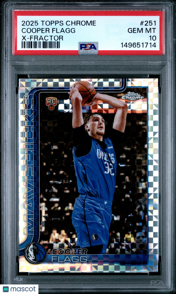 2025-26 Topps Chrome Cooper Flagg #251 X-Fractor Parallel/Variety Rookie PSA 10