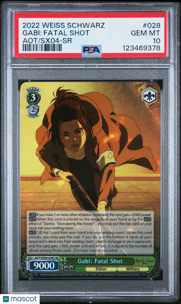 2022 Weiss Schwarz Attack On Titan: Final Season Gabi: Fatal Shot Aot/Sx04-SR PSA 10 #028