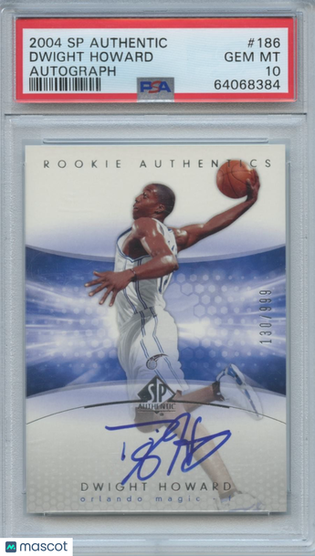 2004 SP Authentic Dwight Howard #186 Autograph Rookie PSA 10