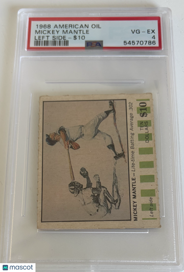 1968 American Oil Mickey Mantle Left Side $10 PSA 4