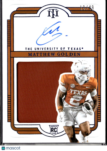 2025 Panini National Treasures Collegiate Matthew Golden #102 /49 Patch RC Memorabilia