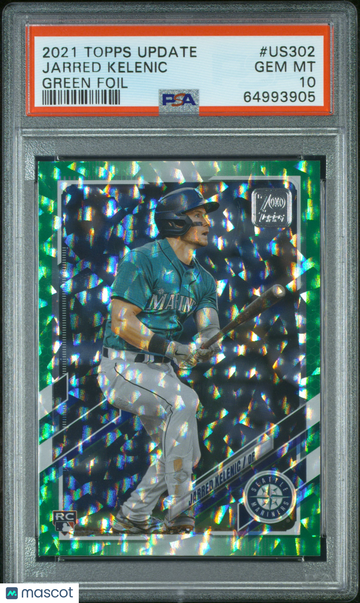 2021 Topps Update Jarred Kelenic #US302 Green Foil PSA 10