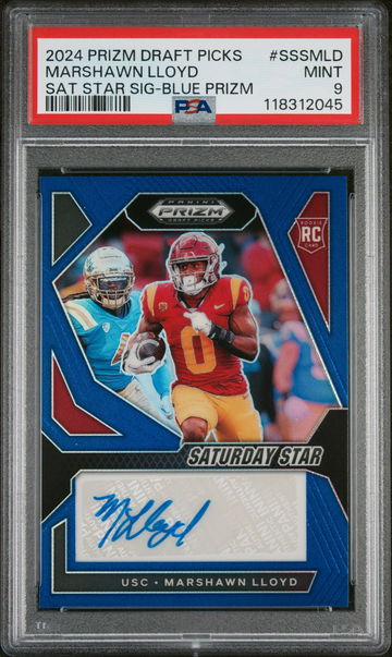 2024 Panini Prizm Draft Picks Saturday Star Signatures Blue Prizm Marshawn Lloyd #SSSMLD /149 PSA 9