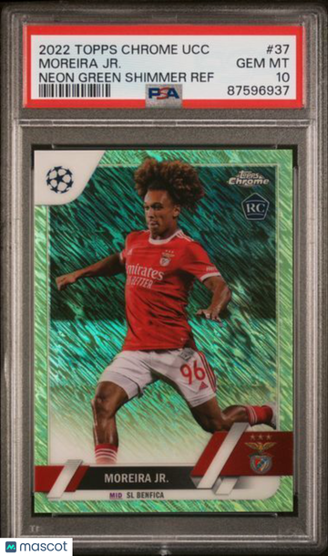 2022-23 Topps Chrome UEFA Club Competitions Moreira JR. #37 Neon Green Shimmer PSA 10