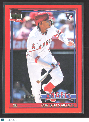 2025 Topps 75 Years of Baseball Christian Moore #T91-46 Red /25 RC