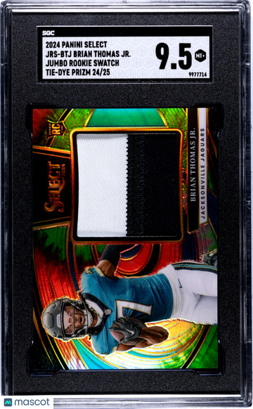 2024 Panini Select Brian Thomas JR. #JRS-BTJ Jumbo Rookie Swatch Tie Dye Prizm SGC 9.5