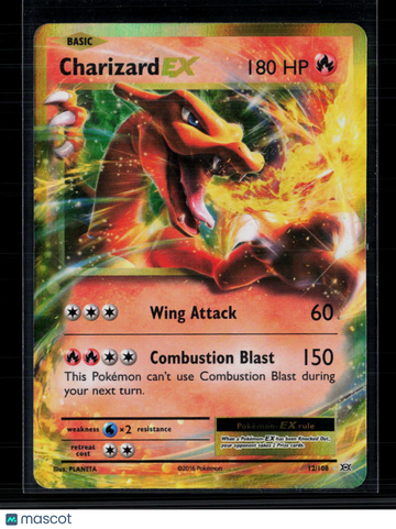 Pokemon 2016 Evolutions Charizard EX Holo Rare Trading Card #12/108