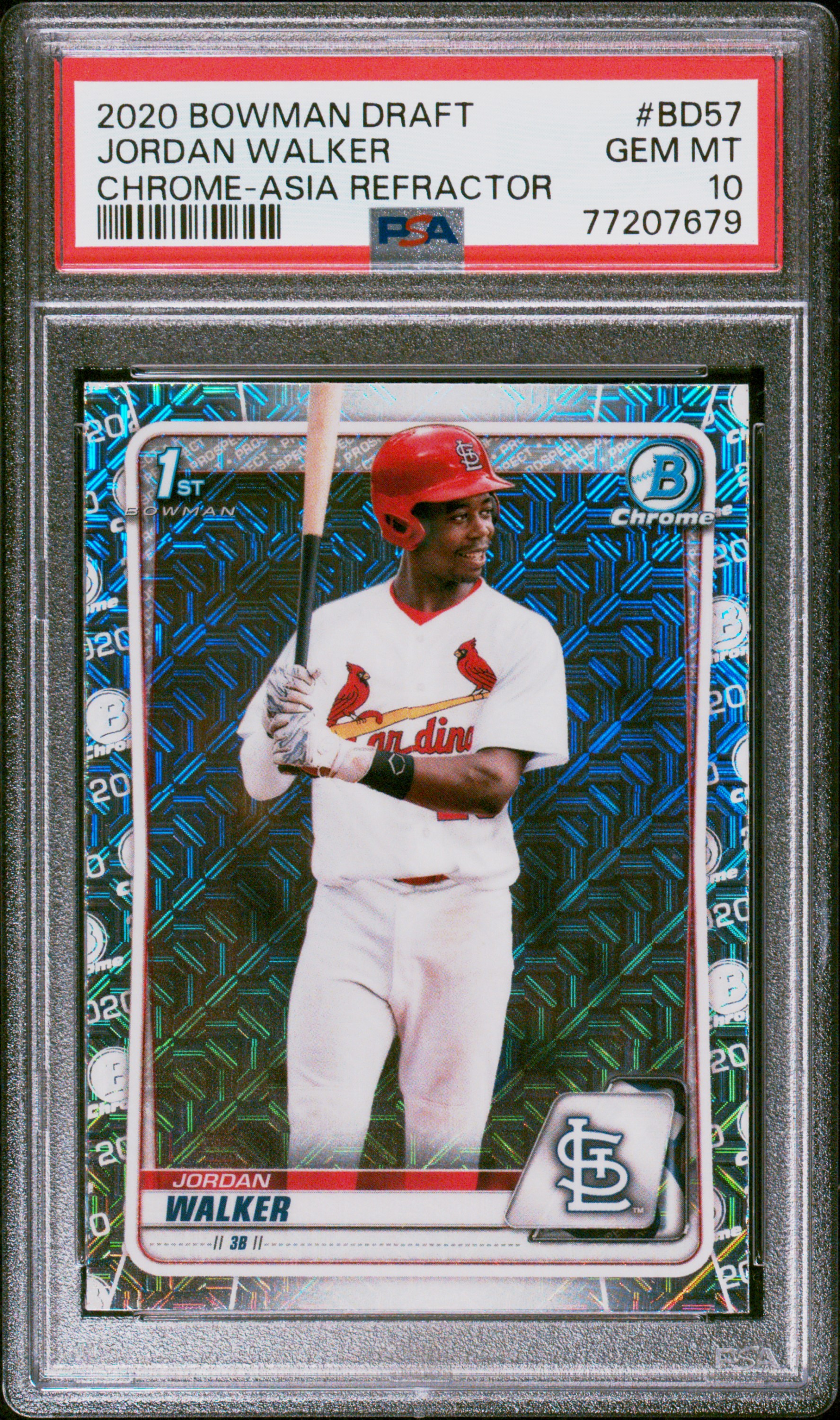 2020 Jordan Walker 2020 Bowman Draft  #BD57 ASIA REFRACTOR PSA 10
