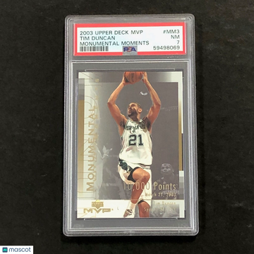 2003 Upper Deck MVP Monumental Moments Tim Duncan #MM3 Monumental Moments PSA 7