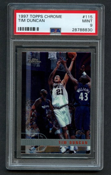 1997 Topps Chrome TIM DUNCAN RC #115 PSA 9