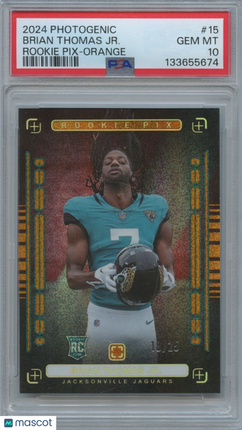2024 Panini Photogenic Rookie Pix Brian Thomas Jr. #15 Orange Rookie PSA 10 Panini Authentic