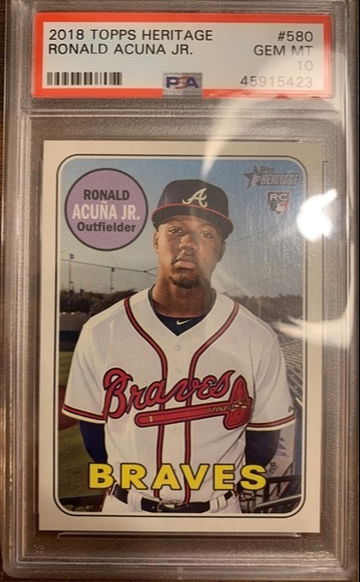 PSA 10 2018 Topps Heritage Ronald Acuna RC #580