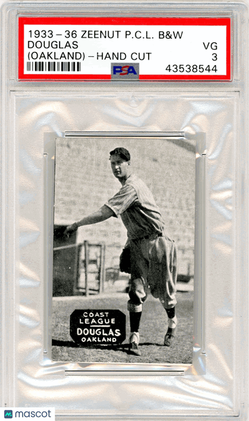 1933-36 Zeenut Pacific Coast League B&W Douglas (Oakland) Hand Cut PSA 3
