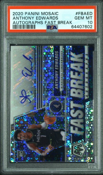 2020 Mosaic Anthony Edwards Auto RC Rookie Fast Break Disco w/Luka Doncic PSA 10 