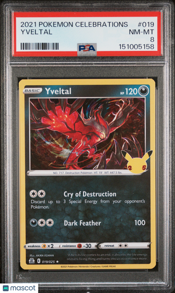 2021 Pokemon Celebrations Yveltal PSA 8 #019