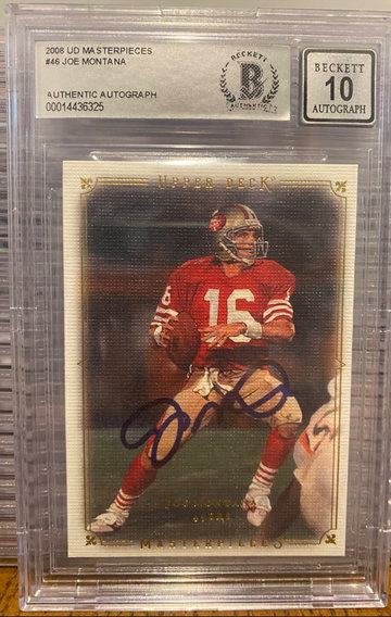 2008 Upper Deck Masterpieces Joe Montana Authentic Autograph Graded Becket 10 