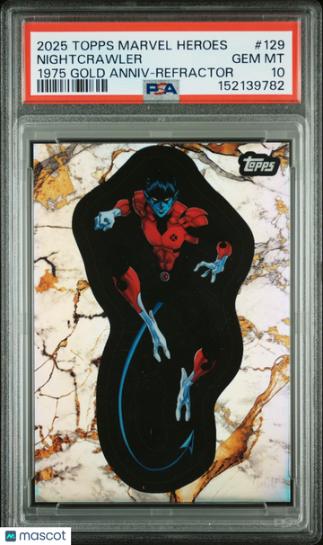 2025 Topps Marvel Comic Book Heroes 1975 Gold Anniversary Nightcrawler #129 PSA 10