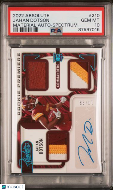 2022 Panini Absolute Jahan Dotson #210 Material Auto Spectrum PSA 10