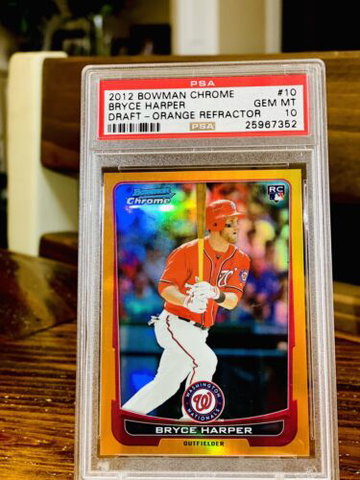 2012 Bowman Chrome Bryce Harper RC Orange Refractor /25 PSA 10 POP 2 ebay 1/1