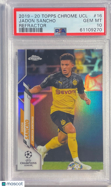 2019 Topps Chrome UEFA Champions League Jadon Sancho #16 Refractor PSA 10