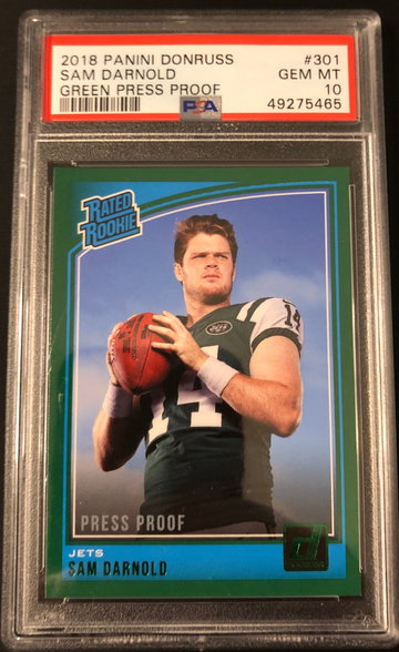 2018 Panini Donruss Sam Darnold Green Press Proof PSA 10 Pop 4