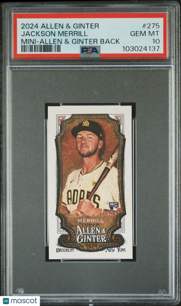 2024 Topps Allen & Ginter Jackson Merrill #275 Mini-Allen & Ginter Back PSA 10