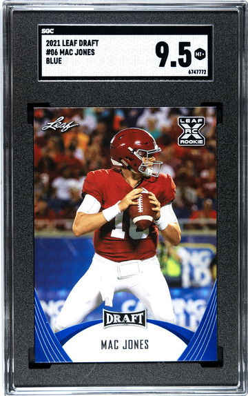 2021 Leaf Draft #06 Mac Jones Blue Variation SGC 9.5