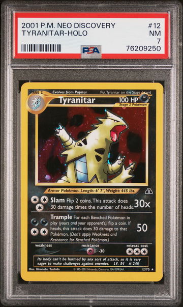 2001 Pokemon Neo Discovery Holo Tyranitar #12 PSA 7