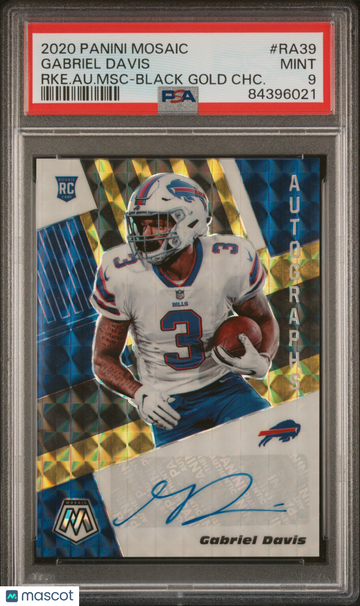 2020 Mosaic Gabriel Davis Rookie Auto Black Gold 4/8 - PSA 9