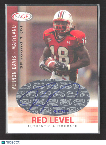 2006 SA-GE Red Level Vernon Davis #A15 Authentic Autograph