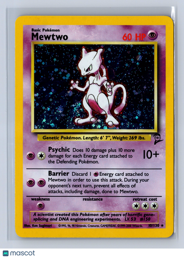 2000 Pokemon Base Set 2 Holo Mewtwo #10/130