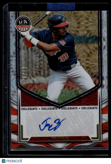 2025 Panini Stars & Stripes USA Baseball Tre Phelps #NTS-TP Collegiate National Team Signatures Fireworks SN AU