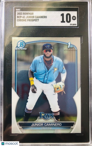 JUNIOR CAMINERO 2023 1st Bowman Chrome BCP-61 SGC 10 Gem Mint TAMPA BAY RAYS