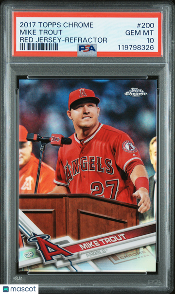 2017 Topps Chrome Mike Trout #200 Red Jersey Refractor PSA 10