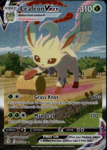 2021 Pokemon Sword & Shield Evolving Skies Leafeon VMAX 205/203