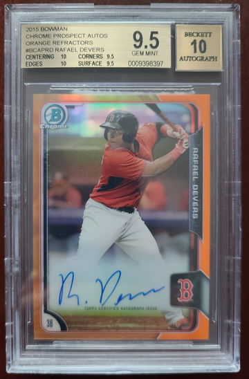 2015 Bowman Chrome Auto Orange Rafael Devers 