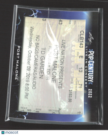 2022 Leaf Pop Century Live in Concert Post Malone Concert Ticket #LIC-180