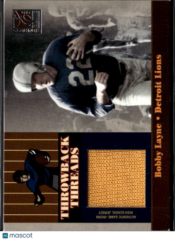 Bobby Layne 2006 Donruss Playoff Throwback Threads Authentic Game-Worn High School Jersey /249 Detroit Lions