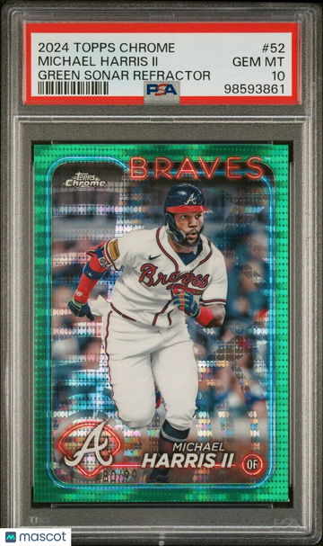2024 Topps Chrome Michael Harris Ii #52 Green Sonar Refractor /99 PSA 10