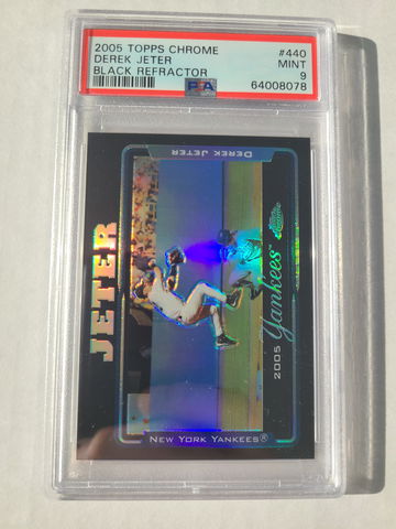 2005 Derek Jeter Chrome Black Refractor PSA 9