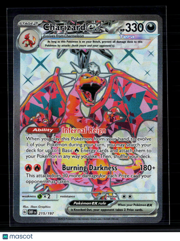 2023 Obsidian Flames Charizard EX Holo Secret Rare SAR #215/197