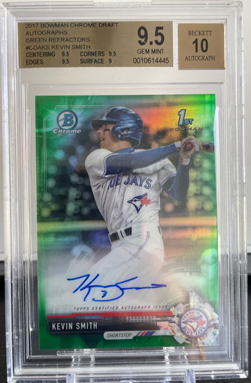 Kevin Smith 2017 Bowman Chrome Green Auto BGS 9.5 /99