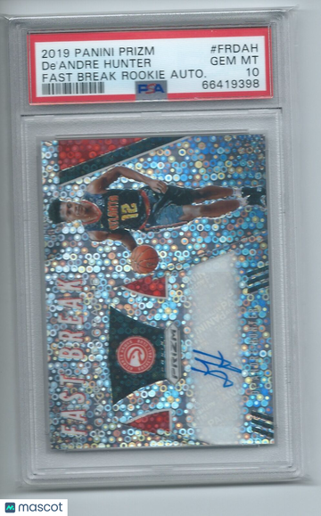 2019 Panini Prizm Fast Break Rookie Autographs De'andre Hunter #FRDAH Autograph PSA 10