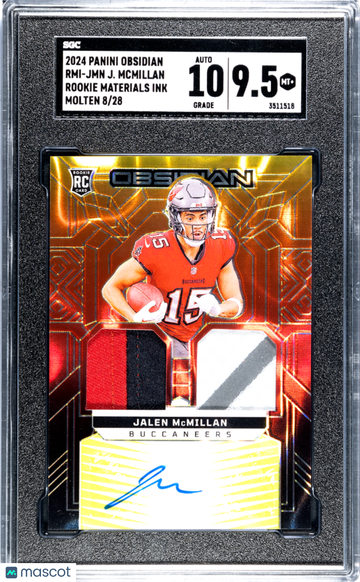 2024 Panini Obsidian Jalen Mcmillan #RMI-JMN Rookie Mat. Ink Molten SGC 9.5 Auto 10
