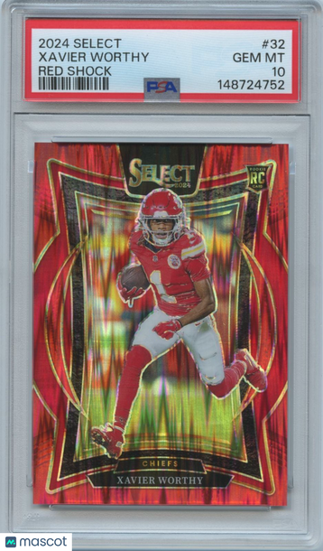 2024 Panini Select Xavier Worthy #32 Red Shock Rookie PSA 10