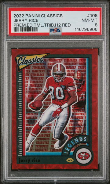 2022 Panini Classics Timeless Tributes H2 Red Jerry Rice #108 /35 PSA 8