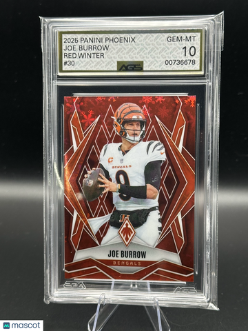 2025 Panini Phoenix Joe Burrow #30 Red Winter /399 AGS 10