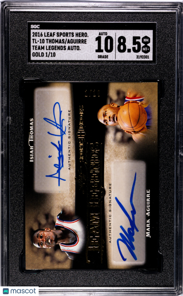 2016 Leaf Sports Heroes Thomas Aguirre #TL-10 Team Legends Autograph Gold SGC 8.5 Auto 10