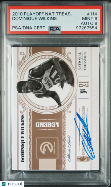 2010 Playoff National Treasures Dominique Wilkins #114 PSA 10 Auto 9